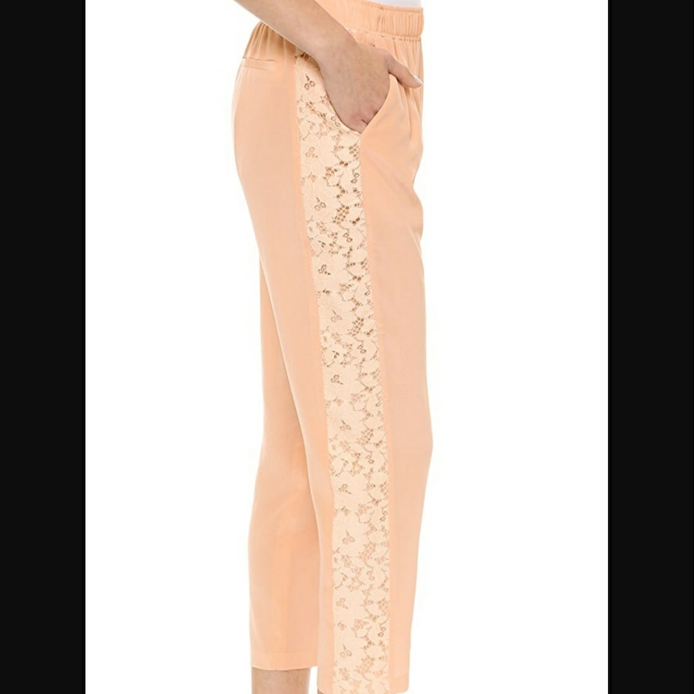 Club Monaco Silk & Lace Cropped Jogger Pants